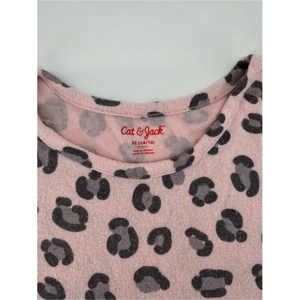 Cat & Jack Pink Leopard Print Long-Sleeve Girls Dress